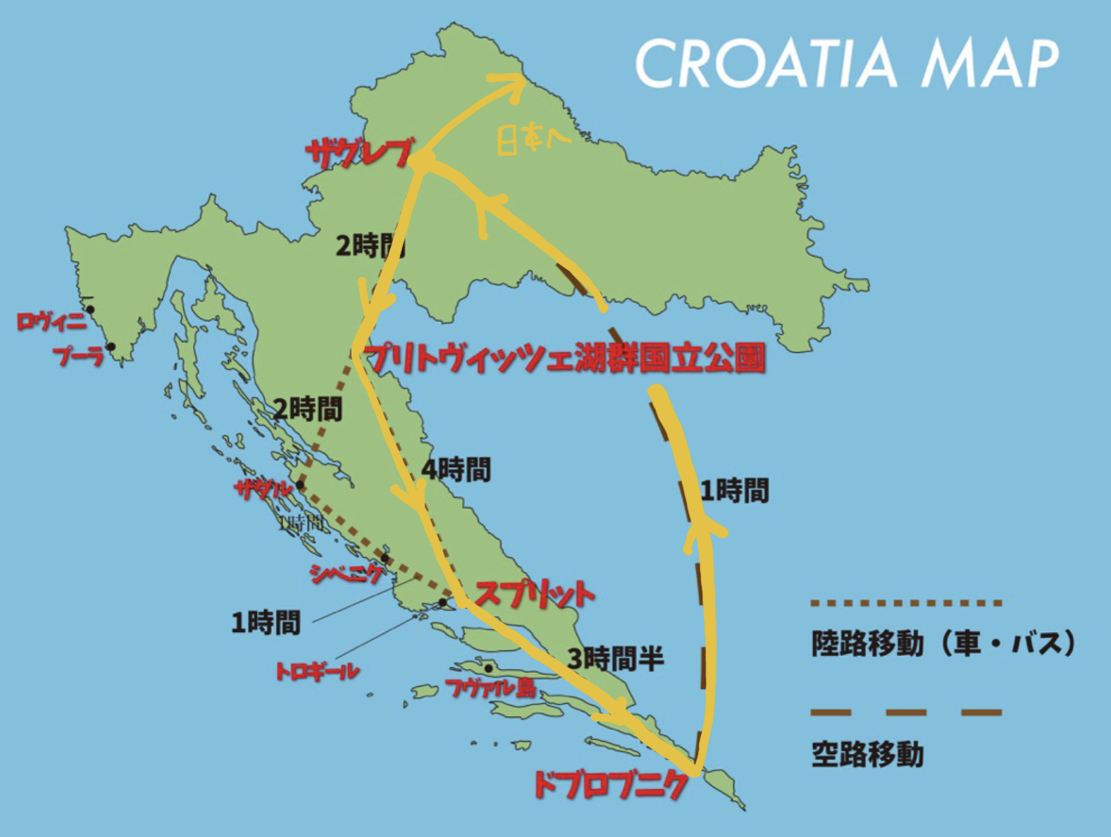 クロアチア新婚旅行 モデルプラン①